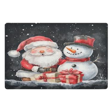 Imagem de SEHANY Tapete de porta de inverno Papai Noel Natal para todos os climas, impermeável, secagem rápida, bem-vindo, tapete de entrada antiderrapante, tapete decorativo de poliéster para entrada, varanda