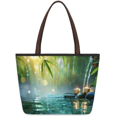 Imagem de Bolsa grande feminina de bambu, água, primavera, trabalho, bolsa de mão reutilizável, bolsa de mão, casual, para viagem, trabalho, férias, praia, compras, presentes