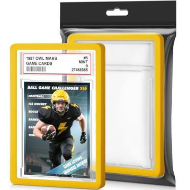 Imagem de 1 pacote com placa de cartão graduado com conjunto de para-choques de laje PSA, protetor de placa de TPU rígido PSA protetor de placa de cartão classificado com posição de etiqueta para cartões de