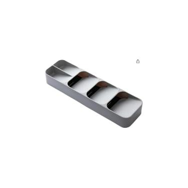 Imagem de Organizador de Talheres, Plástico, Cinza, 39,5 x 11 x 5,5 cm, 339g, Compartimentos Internos