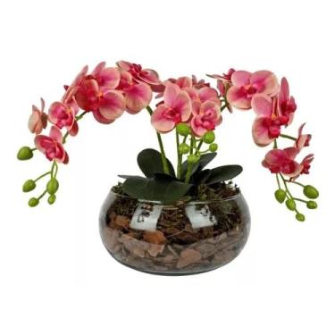 Imagem de Arranjo de Orquídea Artificial Decorativa 35cm – Centro de Mesa Elegante para Sala e Escritório(Rosa)