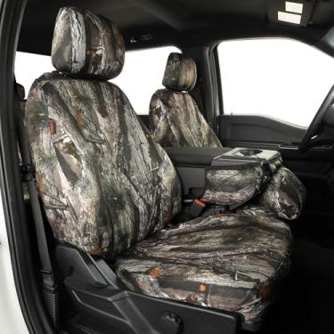 Imagem de Coverexpert Capas de assento camufladas F150 de ajuste personalizado para Ford F150 SuperCrew Raptor/Tremor 2021-2025 Capas de assento de camuflagem de caminhão, 4DR 2ª fileira 40/60 dividido com