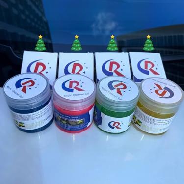 Imagem de CR CHRWLIN Pacote com 4 géis de limpeza de carro limpador de interior de carro Putty Slime Ferramentas de detalhamento automático Kit de limpeza universal de remoção de poeira para acessórios de carro