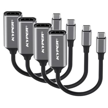 Imagem de Kyper Us-484K - Pacote Com 4 Cabos Adaptadores Usb-C Para Hdmi 4K, Tipo C [Thunderbolt 3/4] Laptop Macbook Pro/Air, Iphone 15 Pro Max, Dell Xps, Hp Pixelbook, Thinkpad, Surface, Ipad (4)