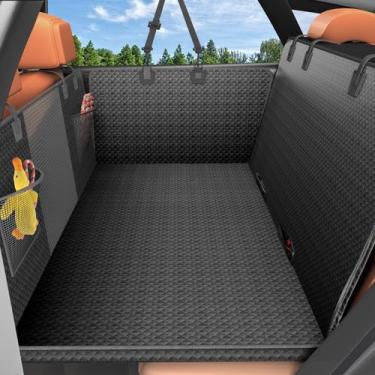 Imagem de Aulase Capa de assento de carro para cachorro para banco traseiro, extensor de assento traseiro rígido impermeável para cães, tecido Oxford durável fácil de limpar, rede resistente para cães SUV