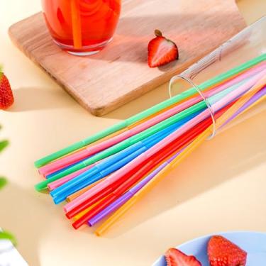 Imagem de 100 canudos de arte flexíveis coloridos, canudos dobráveis de plástico reutilizáveis, canudos criativos para festas, artesanato DIY, cores e formas sortidas