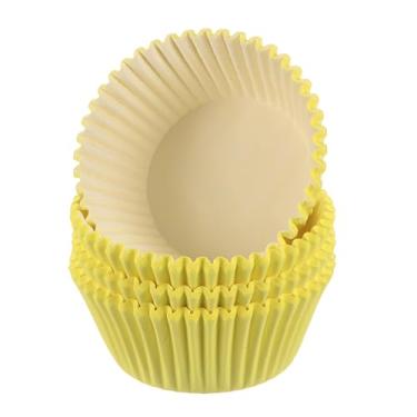 Imagem de Forros de cupcake 100 unidades, copos amarelos para cupcake, tamanho padrão, forros, papéis, copos de cozimento, à prova de gordura para festa, casamento, aniversário