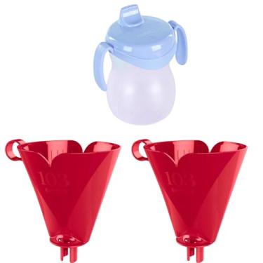 Imagem de Conjunto de 2 Suporte para Filtro de Café 103 Vermelho + 1 Copo Infantil Plástico Azul 310ml