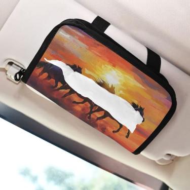 Imagem de SEHANY Suporte de lenços de carro Majestic Horse, caixa de lenços para carro, viseira solar, porta-guardanapos retangular, dispensador de máscara de carro, caixa de lenços de papel para automóveis