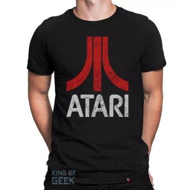 Imagem de Camiseta Atari Games Camisa Geek Retrô Clássicos Anos 80, GG, Preto