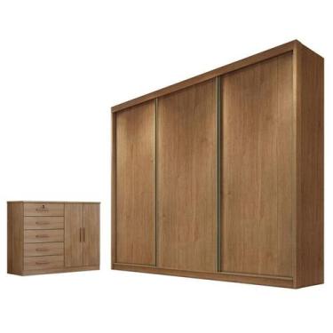 Imagem de Guarda Roupa Casal Logan e Cômoda Seul Cumaru 23 - Novo Horizonte