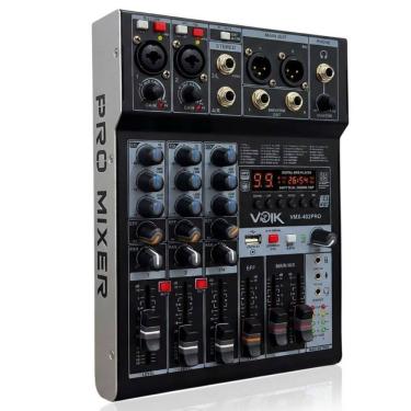 Imagem de Mesa de Som 4 Canais com USB e Bluetooth 48v Igreja Voik VMX-402PRO