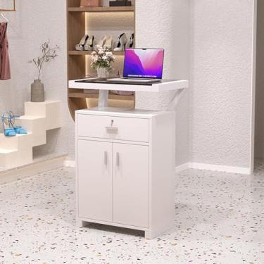 Imagem de Expositor até a mesa de dinheiro, armário de balcão de varejo de canto curvo, gaveta com trava, mesa de recepção, balcão de exposição, mesa de exposição, leite, chá, loja, bar, mesa, spas e lobby (cor