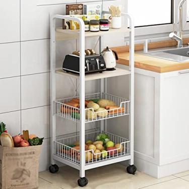 Imagem de Carrinho de armazenamento fino rústico, carrinho utilitário rolante de malha de metal com rodas traváveis, organizador de despensa versátil para cozinha e banheiro, design de 4 camadas (cor: camada C