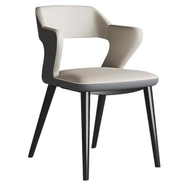 Imagem de Cadeiras de jantar de meados do século, assentos modernos e confortáveis com assento de almofada de couro macio para sala de jantar, cozinha e recepção - cinza