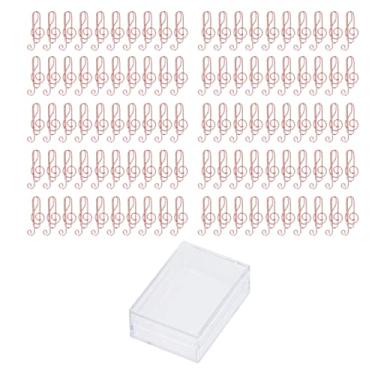 Imagem de 100 peças de clipes de papel, galvanizado, ouro rosa, em forma de nota, clipes de metal, portátil, durável para escritório, casa, material escolar, organizar documentos, papel de desenho