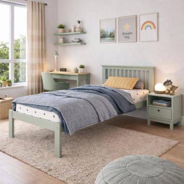 Imagem de Cama de Solteiro 100% Madeira Maciça de Pinus c/ Cabeceira