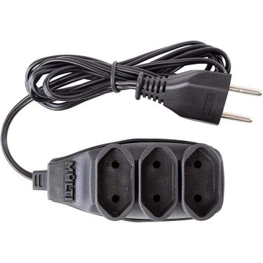 Imagem de Extensão Preta 3t Bipolar Com 5 Metros 2p 10 Ampères 250vac - 01482 - Multicraft