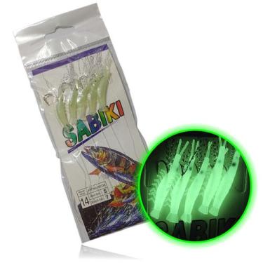 Imagem de Isca Artificial Pescaria Sabiki 5 Camarao Fluorescente Para Lambari Ro