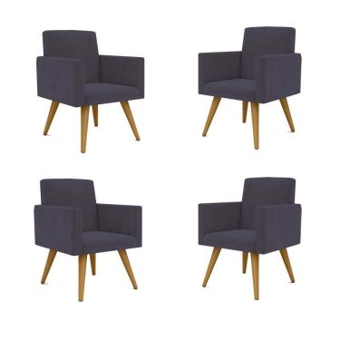 Imagem de Kit 04 Poltronas Decorativa Recepção Balaqui Decor Cor:cinza