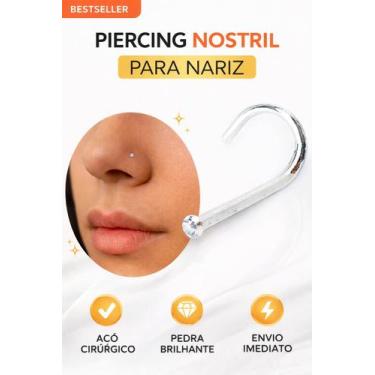 Imagem de Piercing Nariz Nostril Ponto De Luz Pedrinha Pequena Prata Minimalista