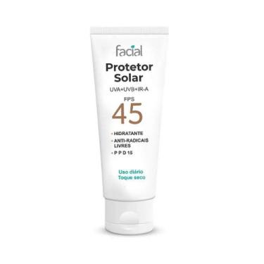 Imagem de Protetor Solar FPS 45 Gel Creme 70g - Toque Seco Uso Diário - Facial F