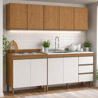 Imagem de Armário de Cozinha Modulada Compacta 4 peças 2m Essenza Móvel na Caixa