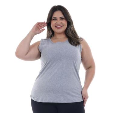 Imagem de Regata Plus Size Lisa Básica Algodão Slim Verão - EBT Uniformes, Cinza