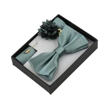 Imagem de Conjunto De Gravata Borboleta Floral Masculina Com Lenço De Bolso, Bro