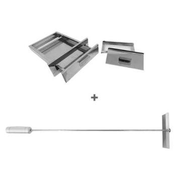 Imagem de Kit Inox Gaveta Cinzas, Rodo Limpeza, Fornos, Churrasqueiras - INOX LA