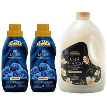 Imagem de Kit Coala Chá Branco Lava Roupas Líquido 3L e 2 Amaciantes The Queen 1