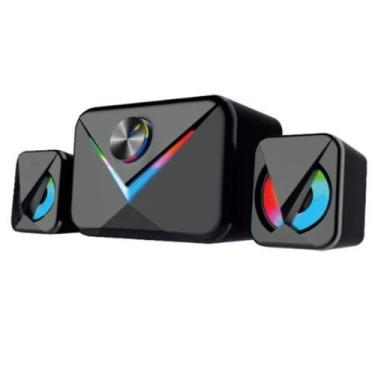 Imagem de Caixa De Som Gamer Potente LED Subwoofer PC Bluetooth 16w P2 - Keedi