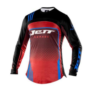 Imagem de Camisa Motocross Infantil Jett Armage, Vermelho, Preto, 12
