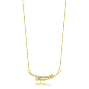 Imagem de Colar Feminino Cravejado com Zircônias Minimalista Banhado a Ouro 18k 