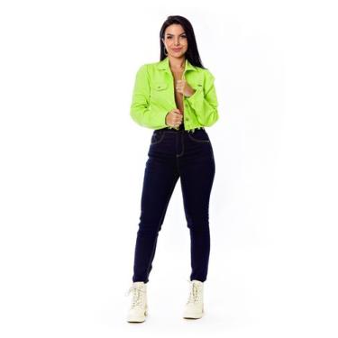 Imagem de Jaqueta Curta Com Elastano e Pregas - Restrito Jeans, G, Verde lima