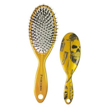 Imagem de Escova De Cabelo Oval Caveira Linha Men Marco Boni, Dourado