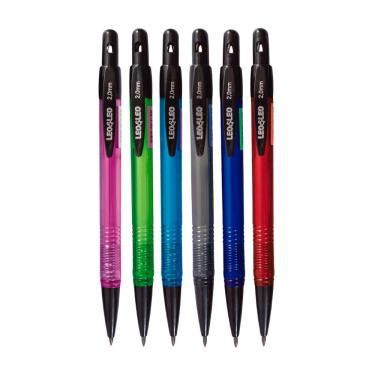 Imagem de Lapiseira Escolar Oem 2.0 Plus Plástica 2.0mm com Apontador e Tubos de Grafite Kit 3 Unidades Cores Sortidas