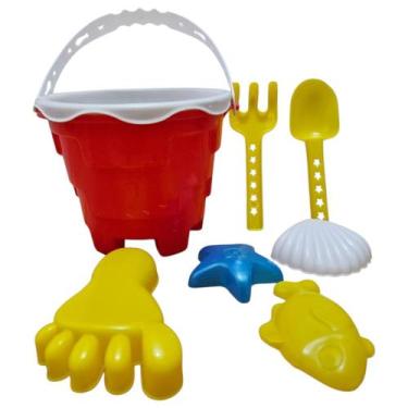 Imagem de Balde Praia Infantil Castelo Kit Brinquedos de Areia - Corpo Dourado M