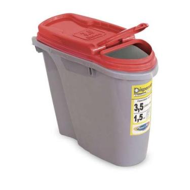 Imagem de Pote para ração Porta Ração Dispenser Plast Pet 3,5L 1,5kg, Vermelho