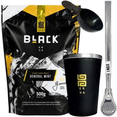 Imagem de Kit Tereré Black Erva Mate 500g + Copo de Alumínio Térmico + Bomba Ino
