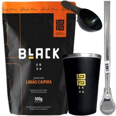 Imagem de Kit Tereré Black Erva Mate 500g + Copo de Alumínio Térmico + Bomba Ino