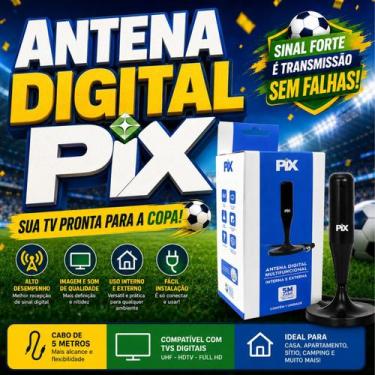 Imagem de Antena HDTV Interna com Base Magnética e Cabo de 5M Plug 90 - PIX