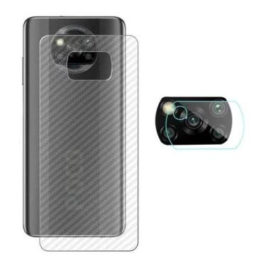 Imagem de Kit Película Skin Carbono Traseira e Lente Da Câmera Para Poco X3, NFC e Pro - Jodda