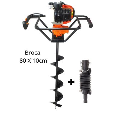Imagem de Perfurador de Solo Vulcan VPS520 2T 52cc 2,5hp com Broca 80x10cm e Pino Trava + Amortecedor Para Broca Kawashima Ideal Para Uso na Construção Civil