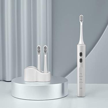 Imagem de Escova De Dentes EléTrica Inteligente Vem Com 2 CabeçAs De Escova à Prova D'áGua Proteger As Gengivas Limpeza Bucal Ultrassom Escova De Dentes EléTrica PortáTil (Branco)