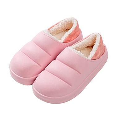 Imagem de Pantufas femininas aconchegantes de espuma viscoelástica para uso interno e externo para casa com forro de pelúcia para uso interno/externo com sola de borracha