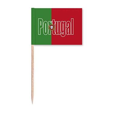 Imagem de Bandeira do país de Portugal com nome de palito, bandeiras marcadoras para decoração de festa