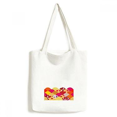 Imagem de Line Sakura Pattern Geometria sacola sacola de compras bolsa casual bolsa de compras