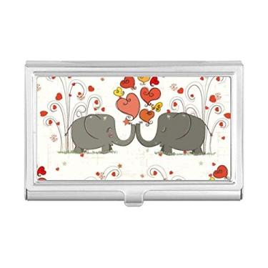 Imagem de Carteira de bolso com porta-cartões para Dia dos Namorados com elefantes cinza beijando