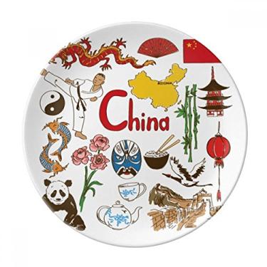 Imagem de China Panda Landscap Placa de bandeira nacional decorativa de porcelana Salver Prato de jantar